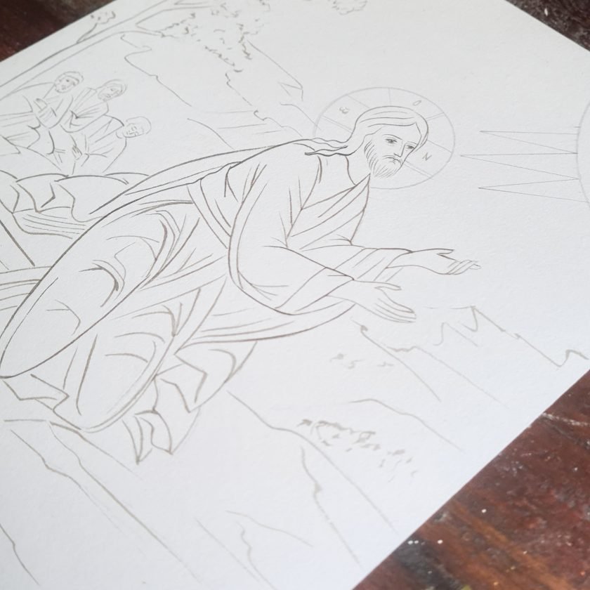 Boceto icono oración en el Huerto de los Olivos 20x25cm