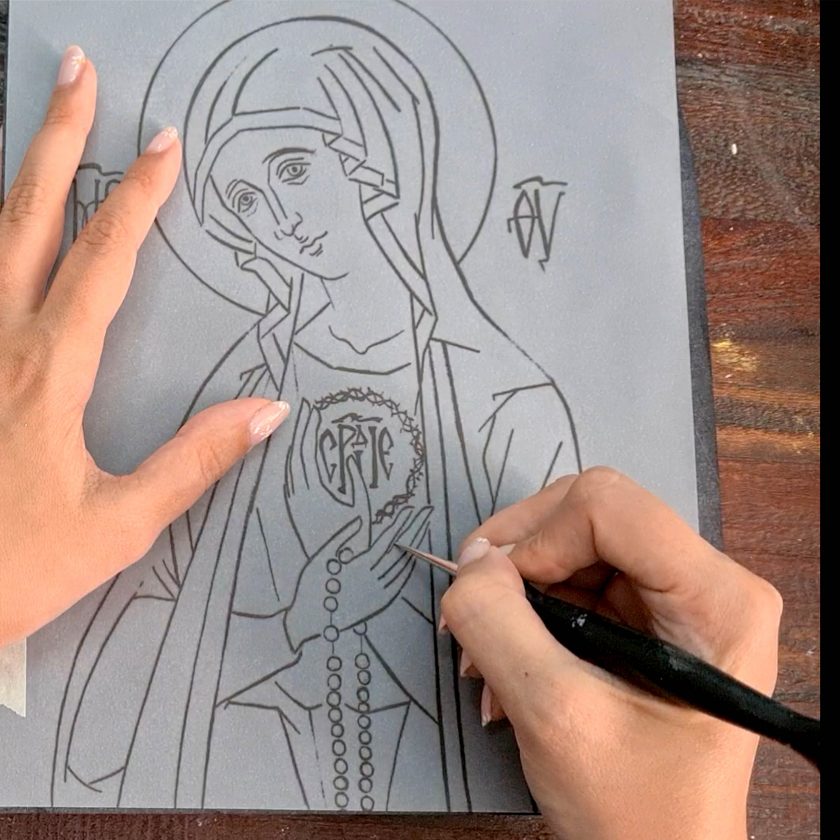 Boceto icono Virgen de Fátima 20x25cm